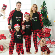 Christmas Matching Family Pajamas Exclusive Design Merry Christmas with Hat Black Pajamas Set