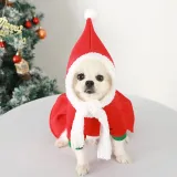 Christmas Deer Snowman Dress with Hat Velvet Dog Pet Clothes