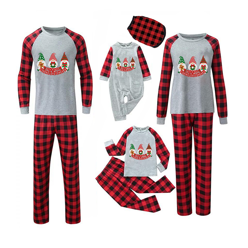 Christmas Matching Family Pajamas Exclusive Design Three Gnomies Merry Christmas Gray Pajamas Set