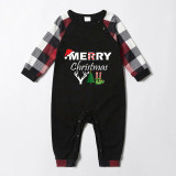 Christmas Matching Family Pajamas Exclusive Design Merry Christmas with Hat Black Red Pajamas Set