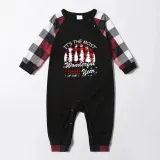 Christmas Matching Family Pajamas Exclusive Design Wonderful Time Black Red Plaids Pajamas Set