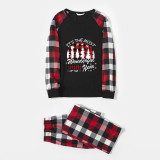 Christmas Matching Family Pajamas Exclusive Design Wonderful Time Black Red Plaids Pajamas Set