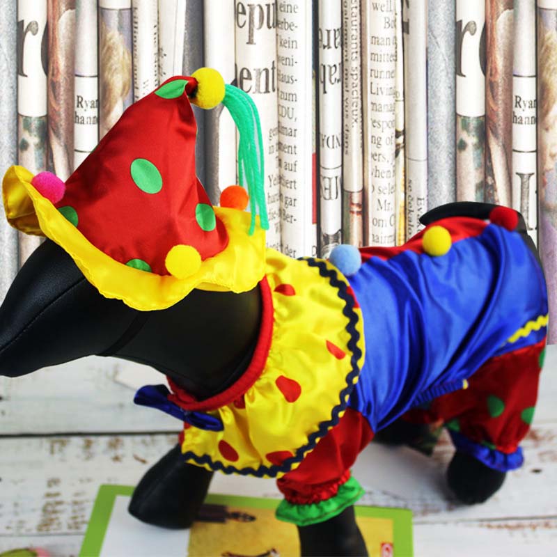 Pet Small Dog Halloween Cosplay Costume Clown Puppy Cloth