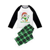 Christmas Matching Family Pajamas Exclusive Design Cartoon Penguin Merry Christmas Green Plaids Pajamas Set