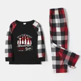 Christmas Matching Family Pajamas Exclusive Design Wonderful Time Black Red Plaids Pajamas Set