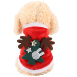 Christmas 3D Deer Horn Christmas Tree Hooded Dog Clothes Flannel Pet Clothes for Xmas