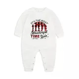 Christmas Matching Family Pajamas Exclusive Design Wonderful Time White Pajamas Set