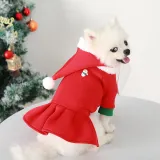 Christmas Deer Snowman Dress with Hat Velvet Dog Pet Clothes