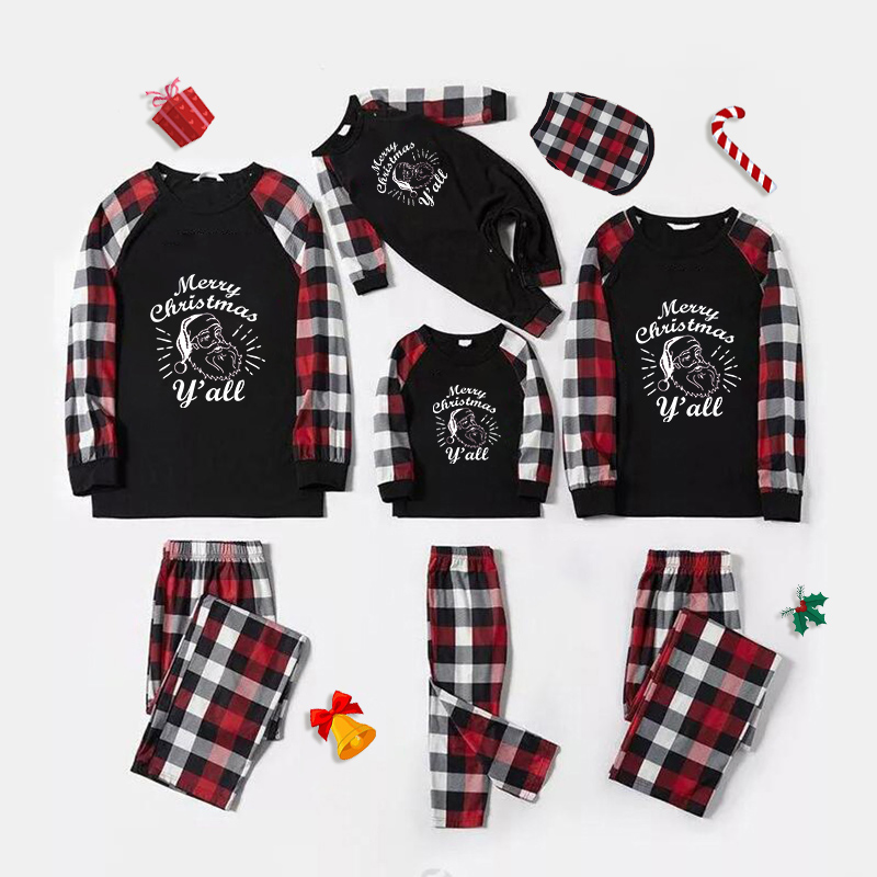 Christmas Matching Family Pajamas Exclusive Design Santa Claus Merry Christmas Y'all Red Pajamas Set