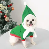 Christmas Deer Snowman Dress with Hat Velvet Dog Pet Clothes