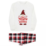Christmas Matching Family Pajamas Exclusive Design Hanging with Gnomies White Pajamas Set