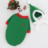 Christmas Deer Snowman Dress with Hat Velvet Dog Pet Clothes