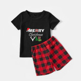 Christmas Matching Family Pajamas Exclusive Design Merry Christmas with Hat Black Pajamas Set