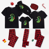 Christmas Matching Family Pajamas Exclusive Design Rawr Dinosaur Christmas Tree Black Pajamas Set