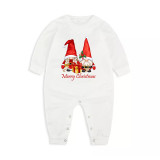 Christmas Matching Family Pajamas Exclusive Design Two Santa Gnomies Merry Christmas White Pajamas Set