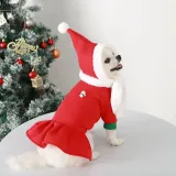 Christmas Deer Snowman Dress with Hat Velvet Dog Pet Clothes