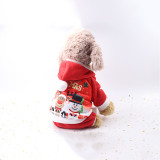 Printed Santa Claus Elk Snowman Hooded Dog Clothes Pet Clothes for Xmas