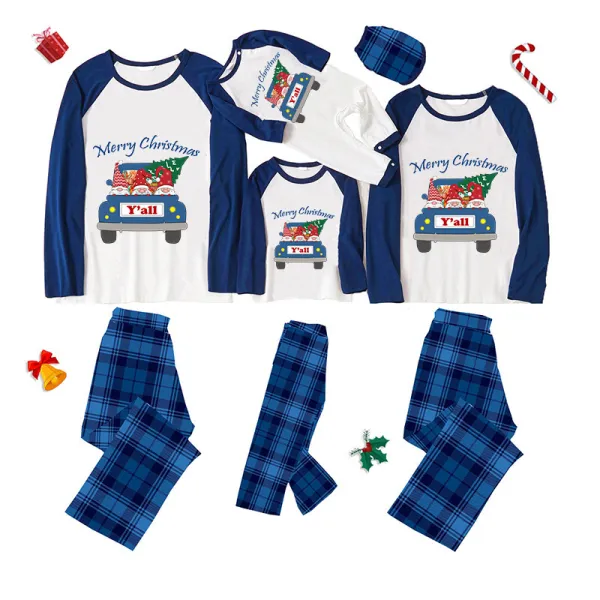 Christmas Matching Family Pajamas Exclusive Design Gnomies Your Are All Merry Christmas Blue Pajamas Set