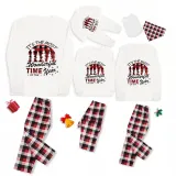 Christmas Matching Family Pajamas Exclusive Design Wonderful Time White Pajamas Set