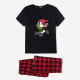 Christmas Matching Family Pajamas Exclusive Design Skating Penguin with Tree Black Pajamas Set