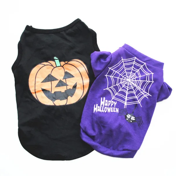 Halloween Pumpkin Spider T-shirt Vest Dog Pet Clothes