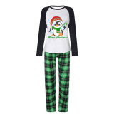 Christmas Matching Family Pajamas Exclusive Design Cartoon Penguin Merry Christmas Green Plaids Pajamas Set