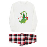 Christmas Matching Family Pajamas Exclusive Design Rawr Dinosaur Christmas Tree White Pajamas Set