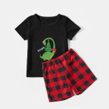 Christmas Matching Family Pajamas Exclusive Design Rawr Dinosaur Christmas Tree Black Pajamas Set