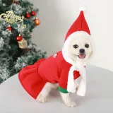Christmas Deer Snowman Dress with Hat Velvet Dog Pet Clothes
