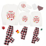2022 Christmas Matching Family Pajamas Exclusive Design Christmas Crew Wreath White Pajamas Set