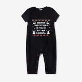 Christmas Matching Family Pajamas Exclusive Design Couple Reindeer Pattern Black Pajamas Set