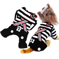 Pet Small Dog Striped Sailor Suit Halloween Costume Puppy Cloth