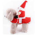 Christmas 3D Santa Claus Doll Riding Dress Up Dog Clothes Pet Clothes for Xmas
