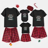 Christmas Matching Family Pajamas Antler Merry Christmas Ya Filthy Animal Black Pajamas Set