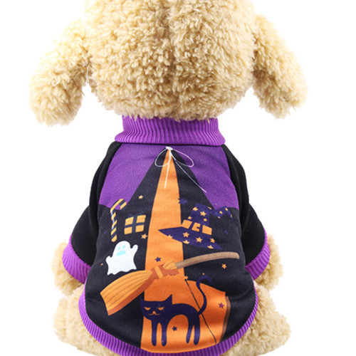 Pet Dog Halloween Pumpkin Pattern Clothes Trick or Treat Slogan Sweater