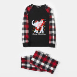 Christmas Matching Family Pajamas Santa Claus Elephant Black Red Plaids Pajamas Set