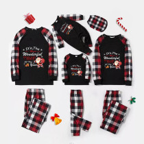 icusromiz Christmas Matching Family Pajamas Exclusive Design It is The Wonderful Time Black White Plaids Pajamas Set