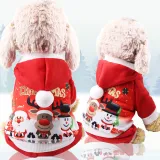Printed Santa Claus Elk Snowman Hooded Dog Clothes Pet Clothes for Xmas