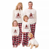 Christmas Matching Family Pajamas Red Plaids Merry Christmas Tree Family Set