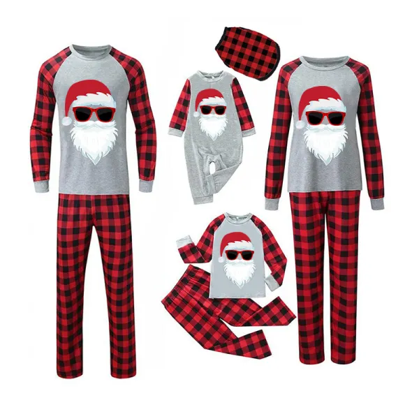 Christmas Matching Family Pajamas Exclusive Design Sunglasses Santa Gray Pajamas Set