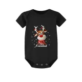 Christmas Matching Family Pajamas Exclusive Design Snowflake Deer Feliz Navidad Black Pajamas Set