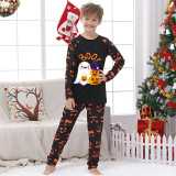 Halloween Matching Family Pajamas Exclusive Design Boo Pumpkin Ghost Faces Print Black Pajamas Set