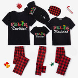 Christmas Matching Family Pajamas Exclusive Design Colorful Pattern Feliz Navidad Black Pajamas Set