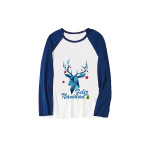 Christmas Matching Family Pajamas Exclusive Design Stars Deer Feliz Navidad Blue Plaids Pajamas Set