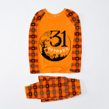 Halloween Matching Family Pajamas Exclusive Design October 31 Tree Orange Plaids Pajamas Set