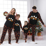 Halloween Matching Family Pajamas Exclusive Design Three Ghosts Pumpkin Ghost Faces Print Black Pajamas Set
