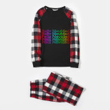 Christmas Matching Family Pajamas Exclusive Design WordArt Feliz Navidad Black Red Plaids Pajamas Set