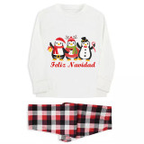 Christmas Matching Family Pajamas Exclusive Design Three Penguins Feliz Navidad White Pajamas Set