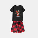 Christmas Matching Family Pajamas Exclusive Design Snowflake Deer Feliz Navidad Black Pajamas Set