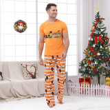Halloween Matching Family Pajamas Exclusive Design Happy Halloween Orange Stripes Pajamas Set